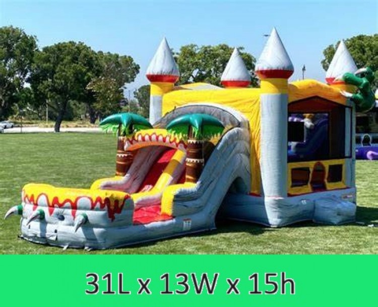Dino-Tastic Bounce House With Dual Slide & Pool (WET or DRY)