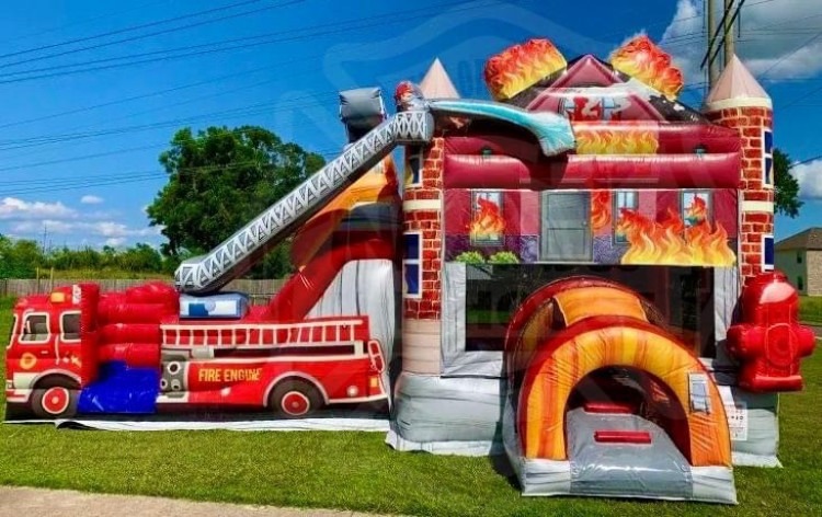 Engine 9 Fire Truck Bounce House With Slide (WET or DRY)